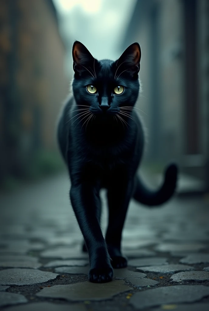 Walking black cat