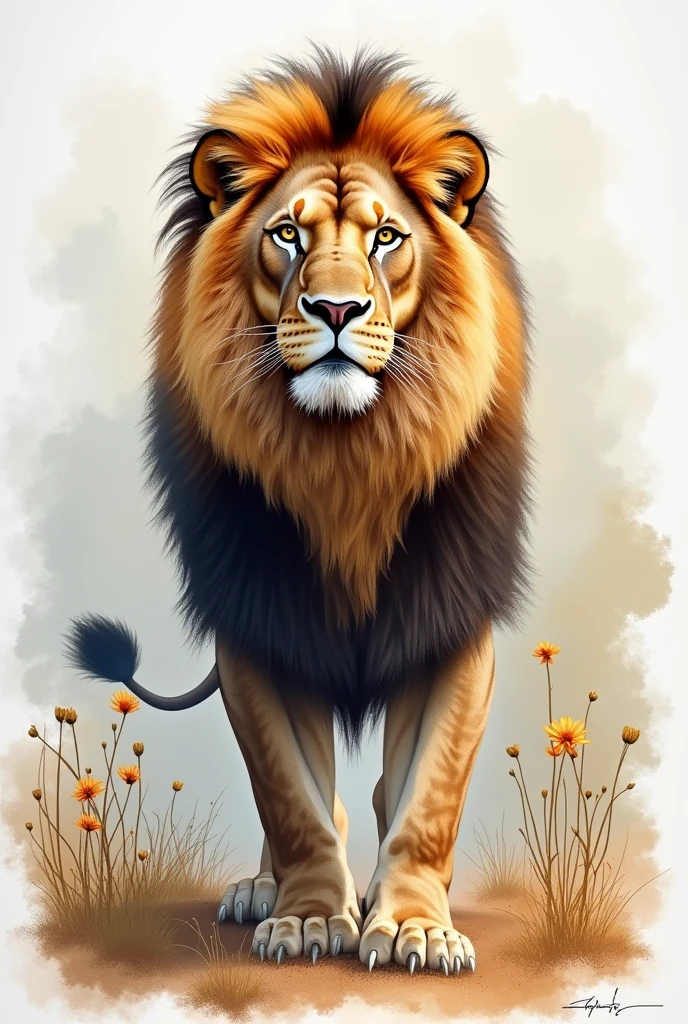 watercolor style lion