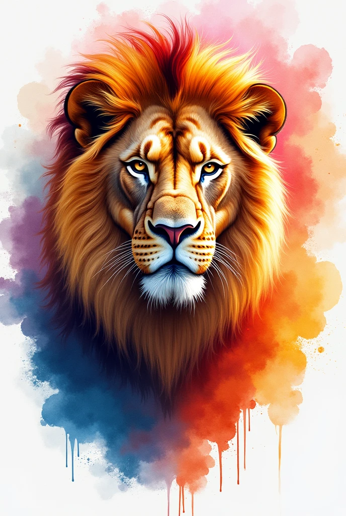 colorful watercolor lion