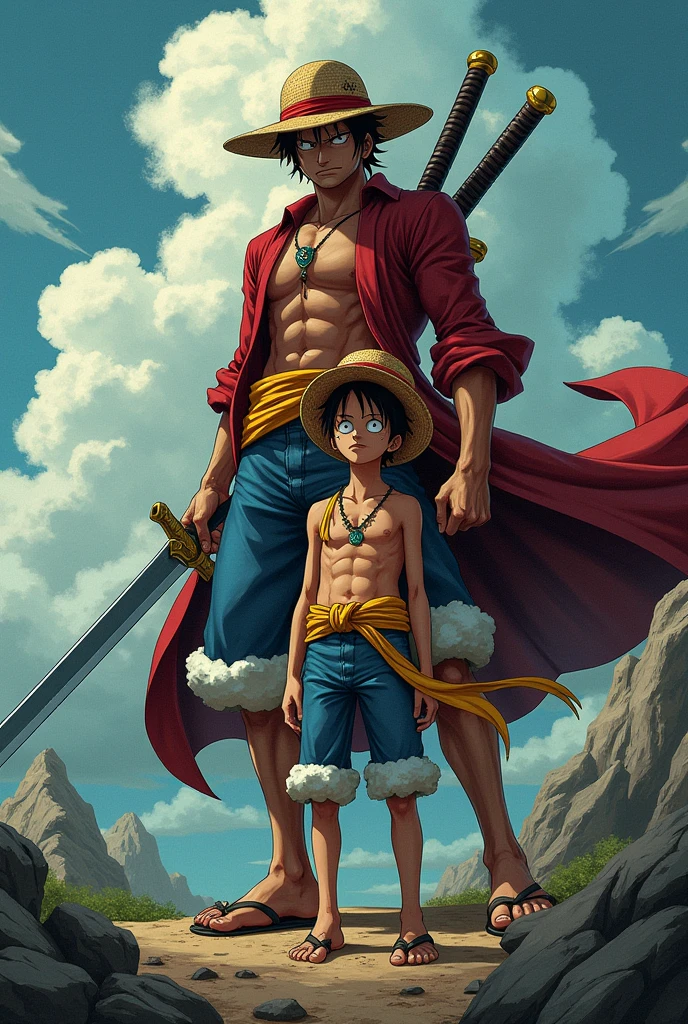 Zoro standing behind luffy