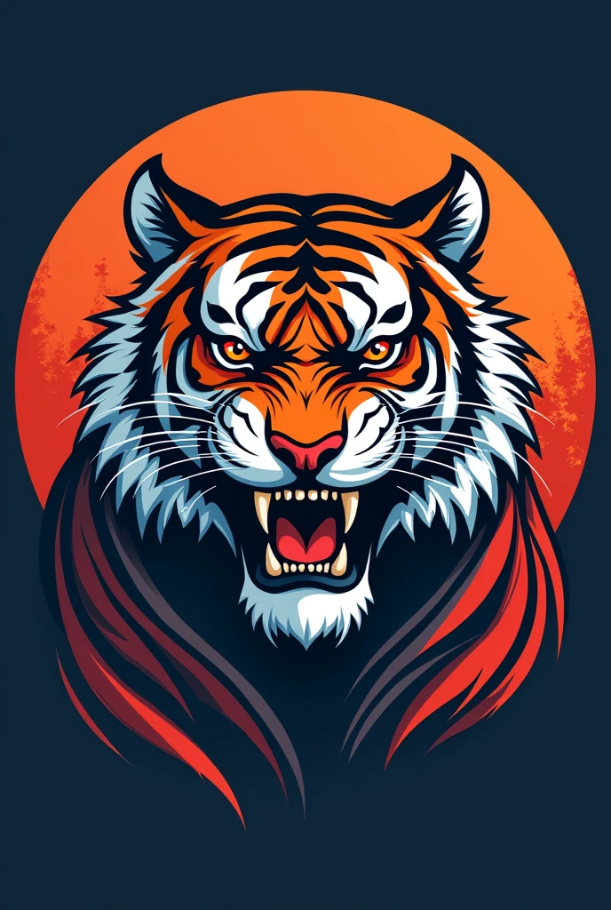 create a logo for a karate academy with this name, NINTAI HIKARI, In the logo consider the face of a tiger. the logo that is round.
combines the colors blue, no,co and red.