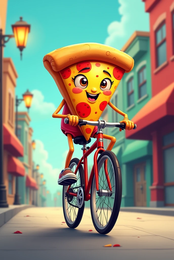 Pizza riding sa fixie bike cartoons design