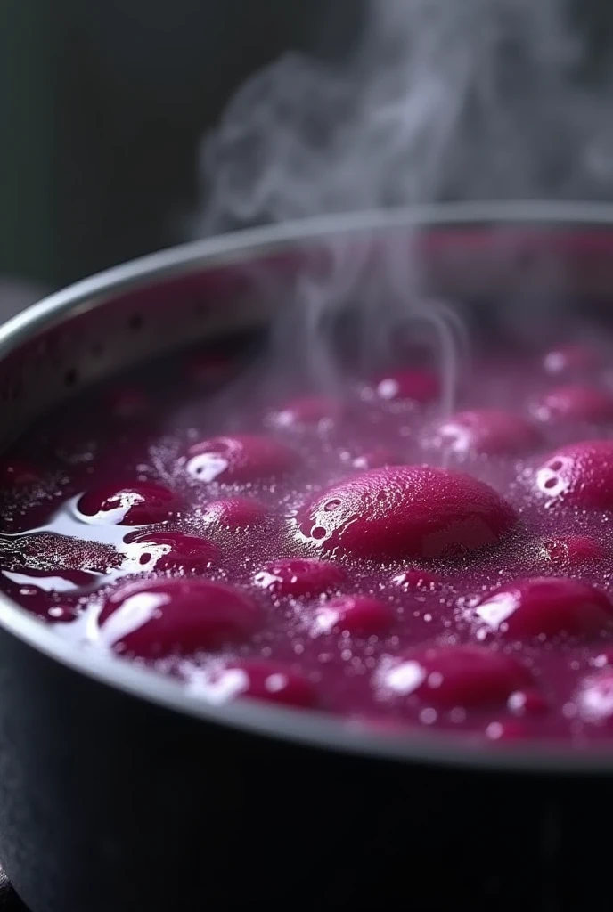 Pure purple beet juice in a boiling pot