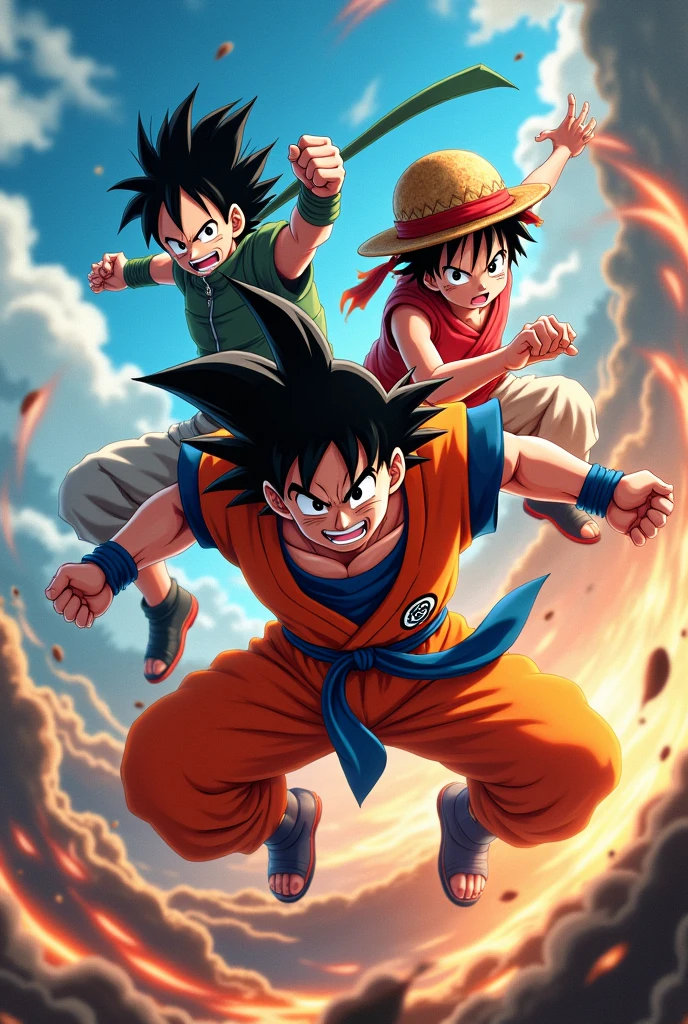 goku naruto luffy just like in the anime
