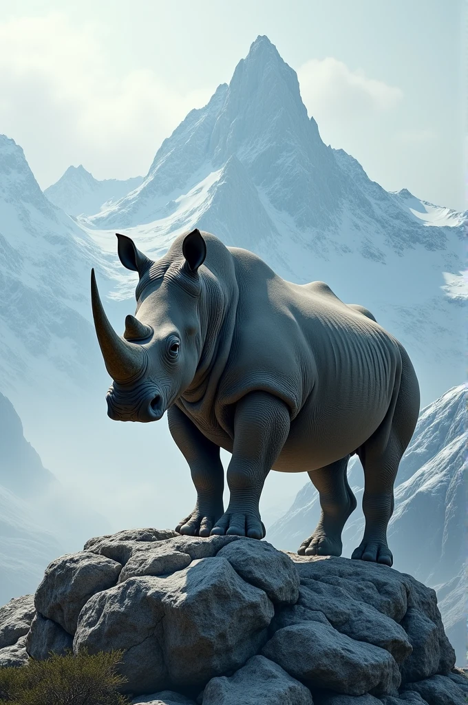 Rhinoceros and mountain