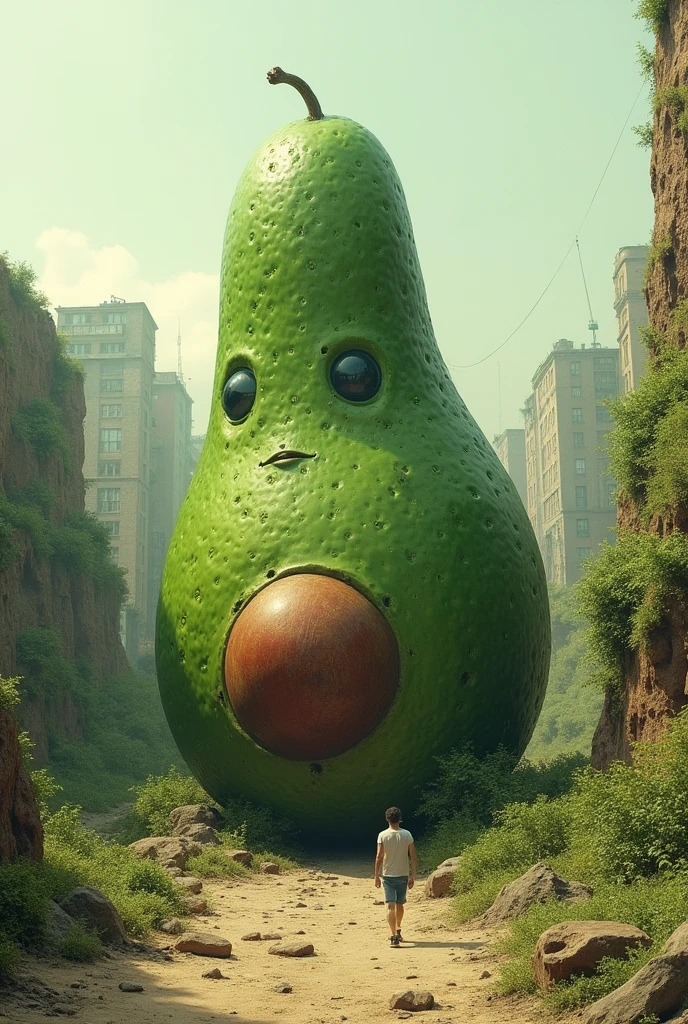 poor city made of avocado, with ugly and old buildings, and with few buildings, that you notice a lot of avocado. without people