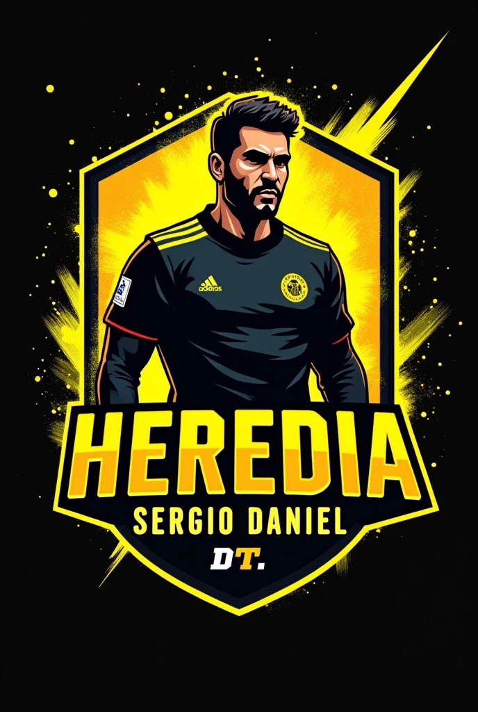 It has to be a logo of a football coach, The color preference is yellow and black. It should say HEREDIA SERGIO DANIEL DT