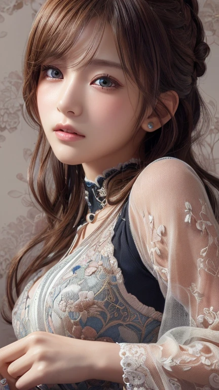 ((((Highest quality))))、(((Ultra-precision CG16K wallpaper)))、(((masterpiece)))、(((Very detailedな)))、(((Extreme detail)))、１people々&#39;woman、Mature woman、2 woman、((The Face of Japan))、((Very beautiful face))、((beauty:1.5))、((Straight semi-long hair:1.3、Blunt bangs))、(Shiny brown hair)、Beautiful and delicate eyes、Brown eyes、Raise your eyebrows、High nose、Small nostrils、Small Mouth、Seductive lips、Beautiful breasts、((C cup size breasts))、Cleavage、Plump body、(Chubby body type)、Perfect Proportions、Perfect Anatomy、Perfect composition、Beautiful subtle shadows、Beautiful natural light、Beautiful details sparkle、Written boundary depth、(((High chroma)))、(((Genuine:1.9)))、((vivid:1.5))、((horn:1.6))、((Beautiful Skin))、((Skin Texture))、((Genuine skin feel))、(((Close-up shot:1.5)))、((Horn angle seen from the front:1.6))、((Surprised face with mouth open:1.6))、(Eyes looking up at me:1.5)、Bright sunlight、Natural light、(((blush、sexly、joy、Trance:1.8)))、(Sleepy eyes:1.6)、((Half-open lips:1.6))、((necklace、Wear earrings:1.3))、Latex bodysuit、Knee-high boots、Huge 、Long brown hair、Shiny, Oily skin、Glowing Skin、Indoor competition pool、White skin、Upper Body、Face close-up、flying debris, Highest quality, Realistic, Very detailed, finely, High resolution, 8K Dende Wallpaper, A beautiful woman,, Light brown messy hair, Wear a business suit, Sharp focus, Perfect dynamic composition, Beautiful and detailed, Detailed Hair, Detailed Realistic skin texture, smile, Close-up portrait, Model body type