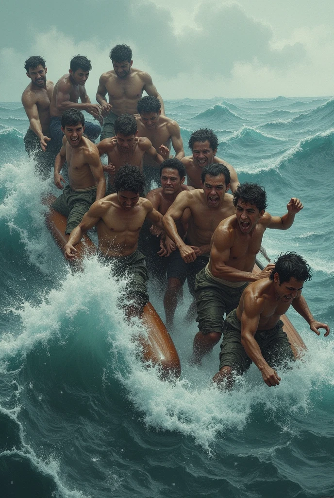 An image of people having difficulty being saved, a well-crafted image that allows you to understand the message