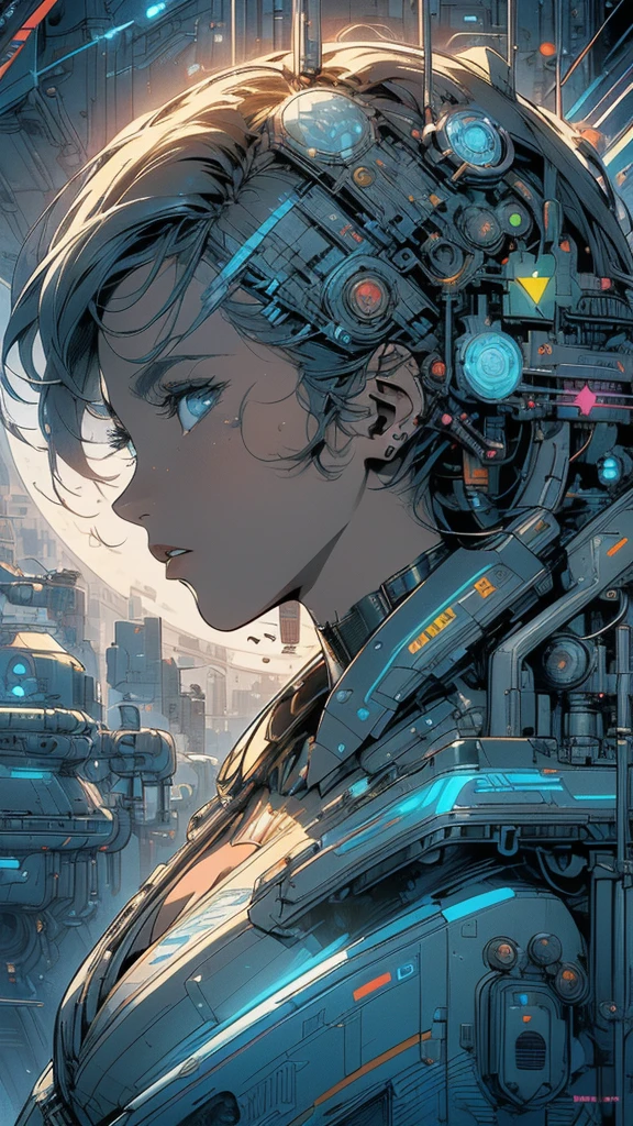 (((masterpiece, highest quality))),(((solo:1.2))),(((1girl:1.2))),32k wallpaper, very detailed, poster, vintage science fiction,(((((geometric cinematic movie poster))))), ((((bauhaus)))),(((abstract))),((((mid century modern)))),(((((portfolio))))),(((((Close-up))))),(((((bust up))))),((((more various angle)))),(((highlight))),(((complete. detailed face))),(((Extremely talented))),(((most complecated machine))),(((Overall colorfully))),((((((Absolutely simple background)))))),(((((detailed futuristic machine))))),(((Cleavage))),(((marvel super heroes))),(((rainbow color scheme))),(((Very detailed UI))),(((So many meters))),(((Perpetual Motion Machine)))