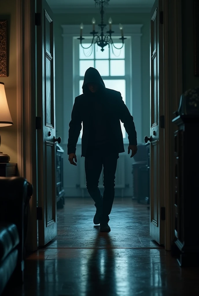 Thief entering a house