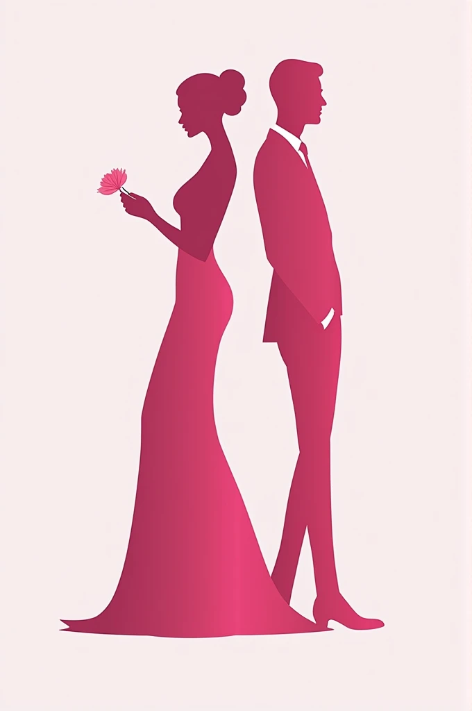 Can you generate a logo for a clothing store with the name "Boutique Oda Fashion" including the silhouette of a man and a woman and the logo being pink