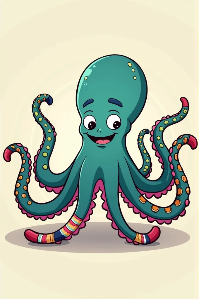 Animated octopus with funny socks
