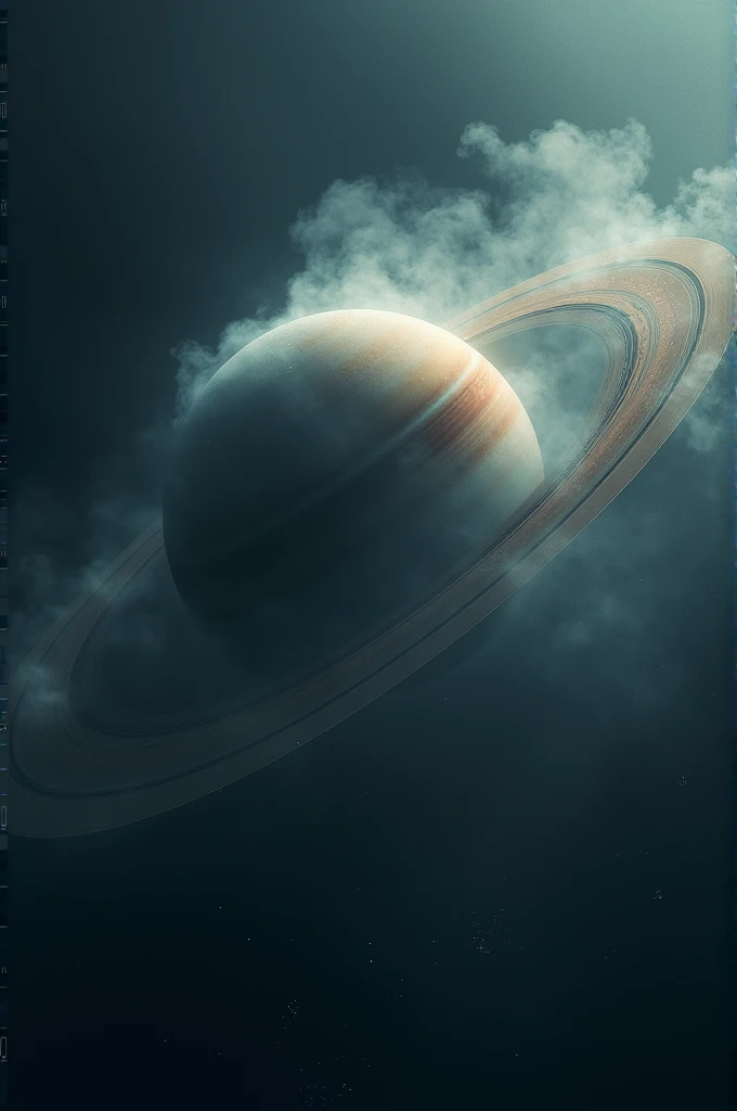 Saturn with smoke in the distance
