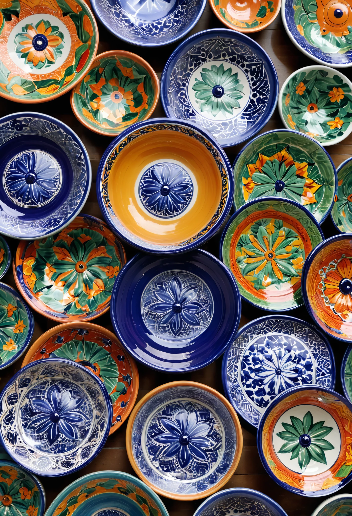 Ceramics, Talavera Pottery, high detailed, colourful