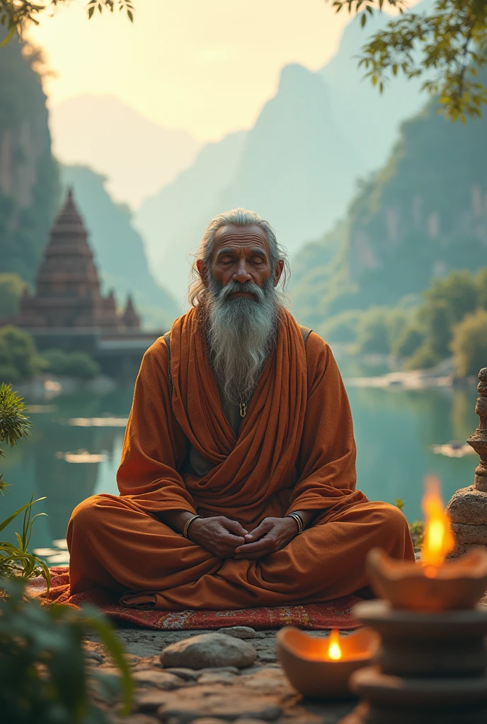 This can be the opening scene of the video, introducing the topic of Indian spirituality.