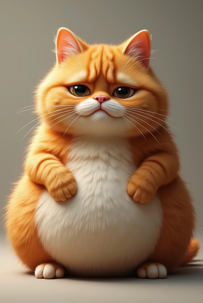 An orange, realistic, Pagnent chubby cat crying