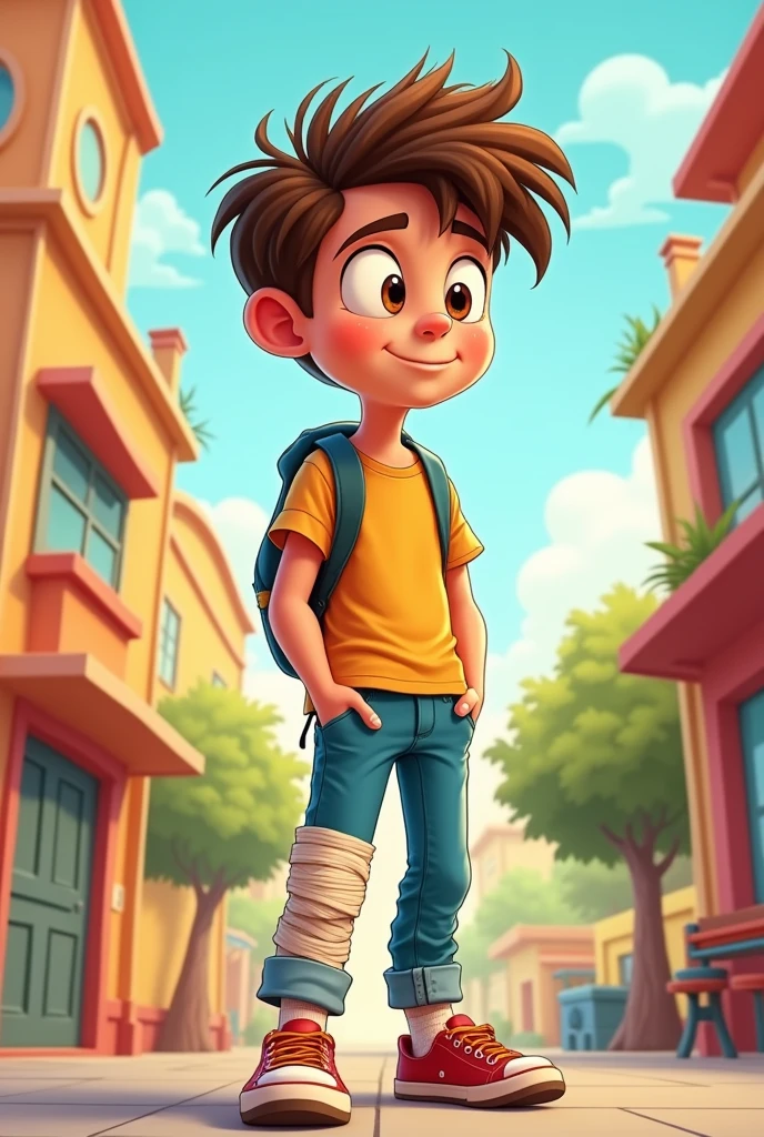 Cartoon of a age boy with a knee injury