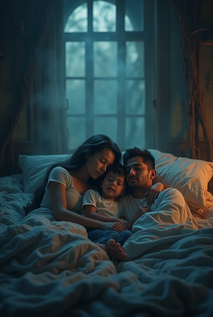 Family Peace - Family members sleeping or sitting peacefully.3d horror night theme