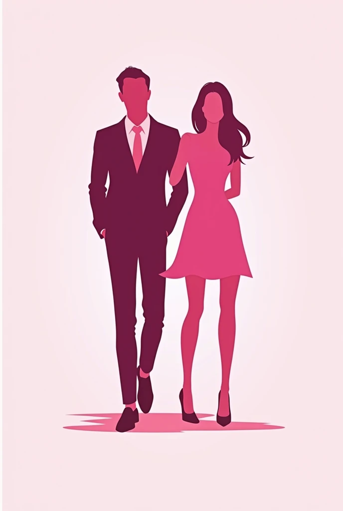 Can you generate a pink logo for a clothing store with the name "Boutique Oda Fashion" including the silhouette of a man and a woman in the name