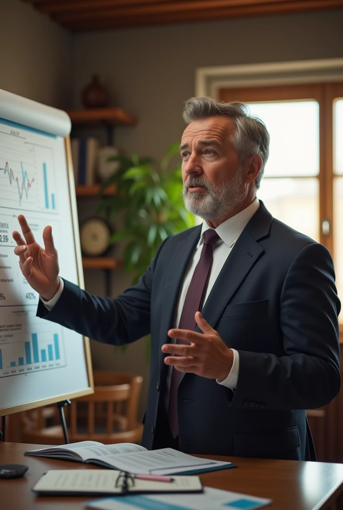 Generates an image of an accountant explaining how to make a RUC for businesses