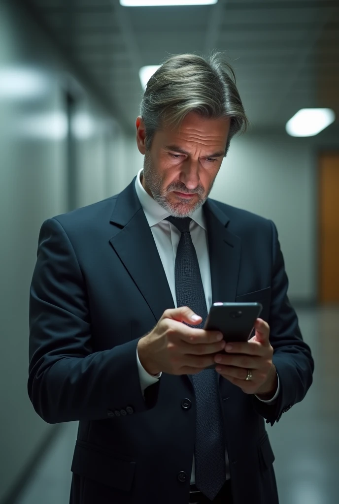 A man looking at a cell phone a little worried