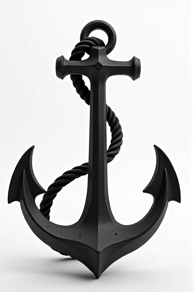 A black and white anchor with a rope coming out of it in the shape of the letter M