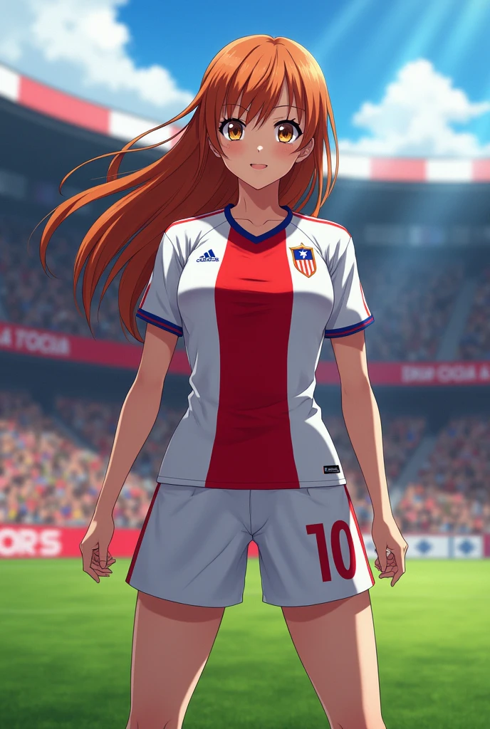 Asuna from Sword art online with a colo colo Chilean soccer team shirt