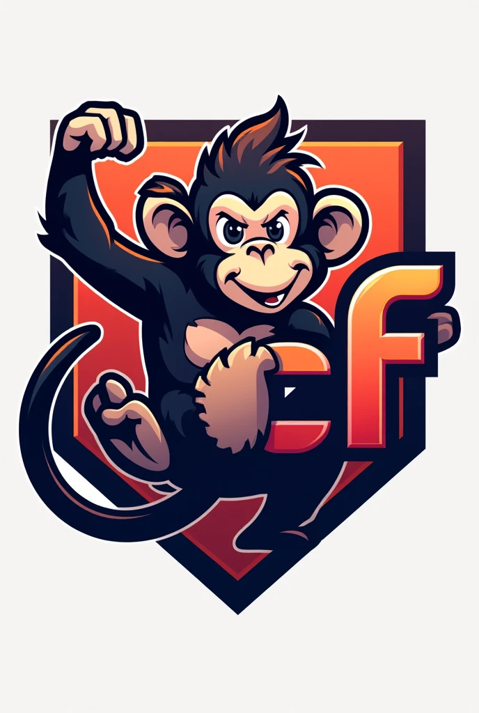 CREATE AN E-SPORTS TEAM LOGO WITH A MONKEY IN THE LOGO AND PLACE IT "CF" FEATURED IN THE LOGO
