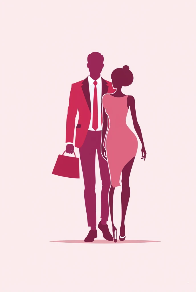 Can you generate a pink logo for a clothing store with the name "Boutique Oda Fashion" including the silhouette of a man and a woman in the name