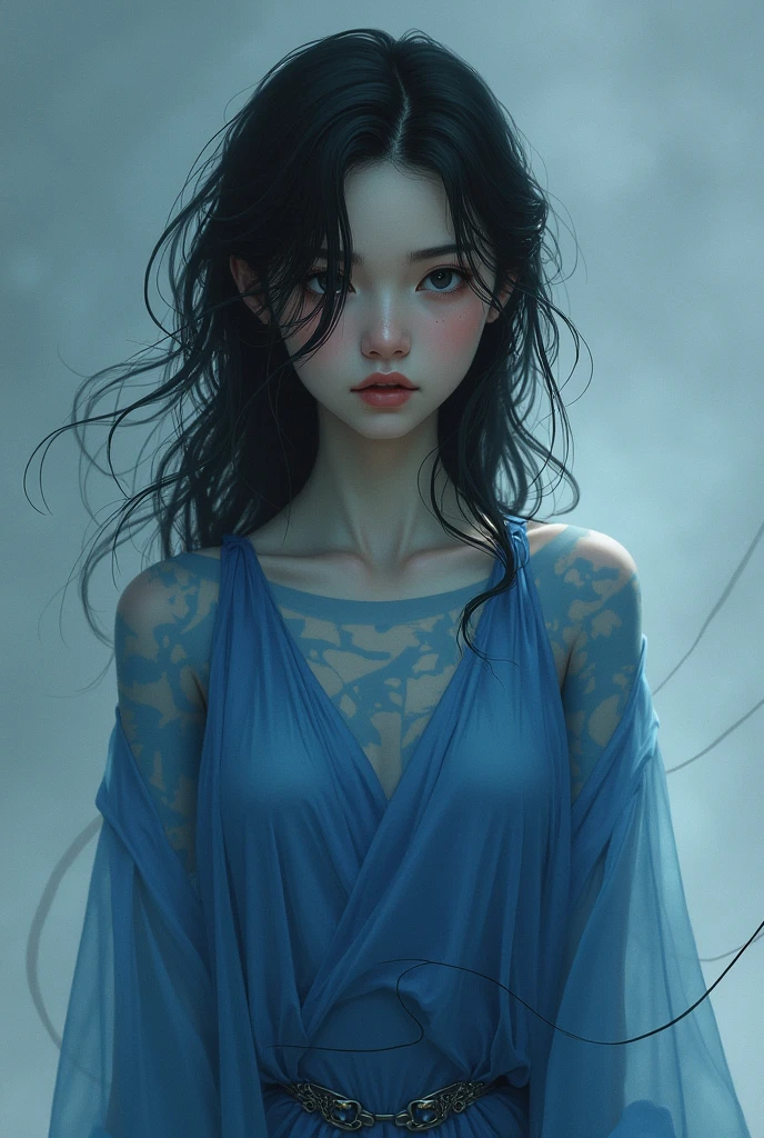  girl with clothing with the theme of the blues series