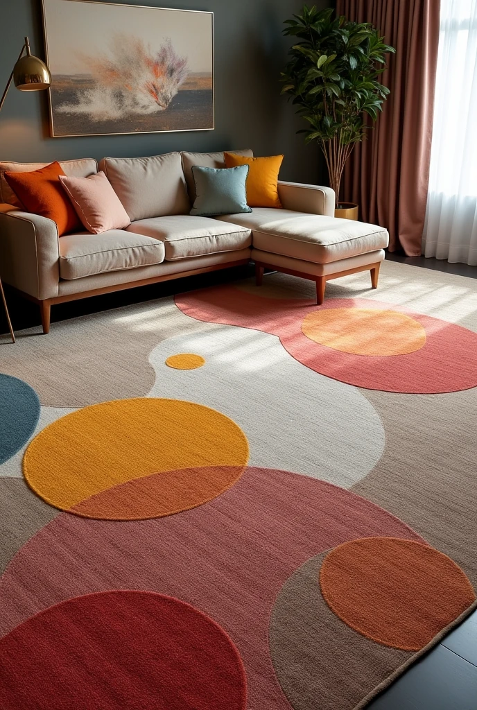 Rugs with tufting technique  , irregular round rug for living room organic designs sophisticated  ,luxurious colorful various models