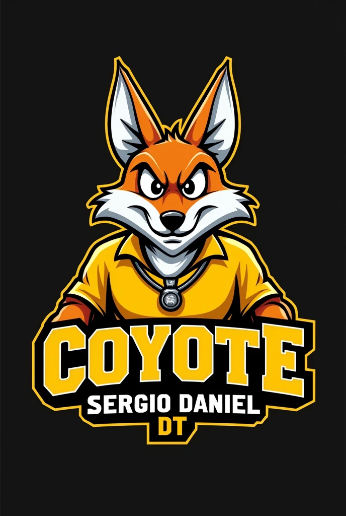 It has to be a logo of a football coach, The color preference is yellow and black. It should say HEREDIA SERGIO DANIEL DT, you have to be a football coach, not a player. The coach must be the coyote, the animated series the coyote and the roadrunner