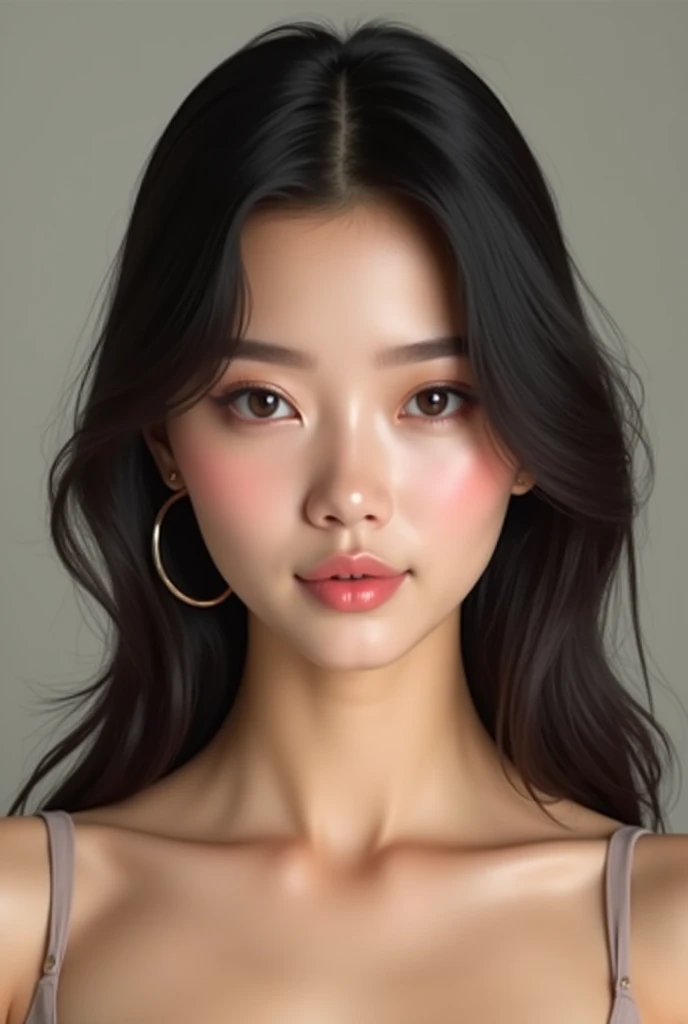 Generates realistic front-facing photo of a teenage Korean girl with Kardashian style