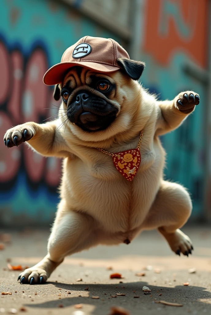Breaking Dance Pug cool hat Rapper