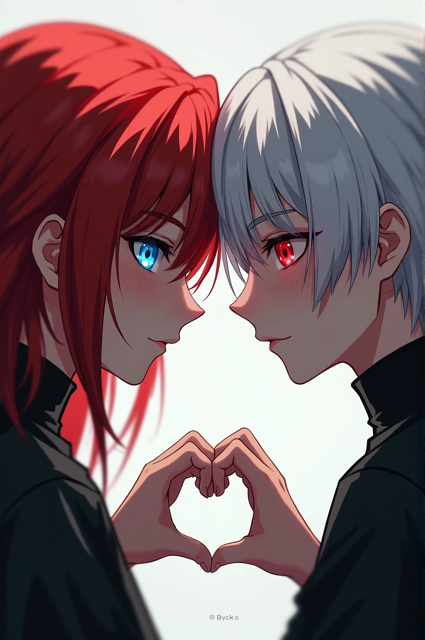 Gojo Satoru with a red head girl, long hair with black eyes, romance, couple,