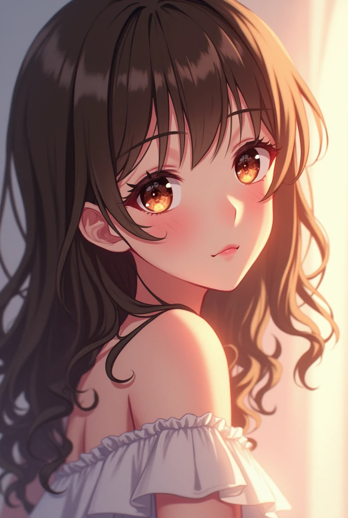 Brunette with wavy brown hair anime version