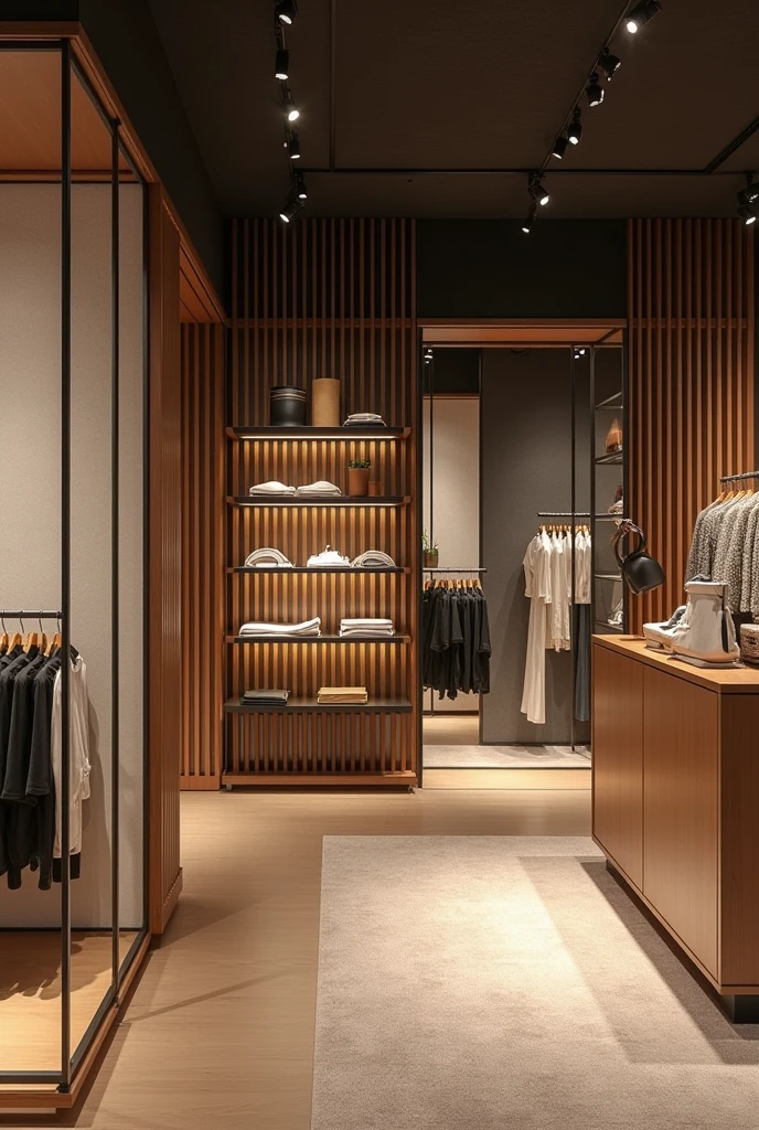 Location of the Purchase Process Area
Strategic Location: Located in the back or in a corner of the store, so that customers have to walk through the entire store to reach this area. This allows full exposure to the pieces and materials we offer, creating a more immersive shopping experience.

Intimate and Exclusive Environment: A separate space, but visually connected to the rest of the store. It can be delimited with a partial partition made of natural materials, such as wood or metal, with translucent epoxy resin inserts to maintain aesthetic coherence and ensure client privacy.