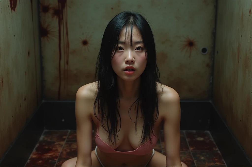 Land of the Raksha、A torture chamber decorated with torture instruments、Beautiful girl from Japan, Korean face、(、(Embarrass my daughter)、(not wearing clothes), screaming、(Girl is scared)、hell、(The light is dim.)、(Grab the girl and undress her.)、The best quality masterpiece、Young face、cute young woman、、No makeup、Various hair styles、Blood stains on the wall, clear view of the vagina and breasts, full-body view, blood flowing out of the vagina, realistic image, real person, thin, small, clear face view, sexual desire, full-body view, old man about to fuck her, sitting with legs spread, vagina visible, real person, realistic image 