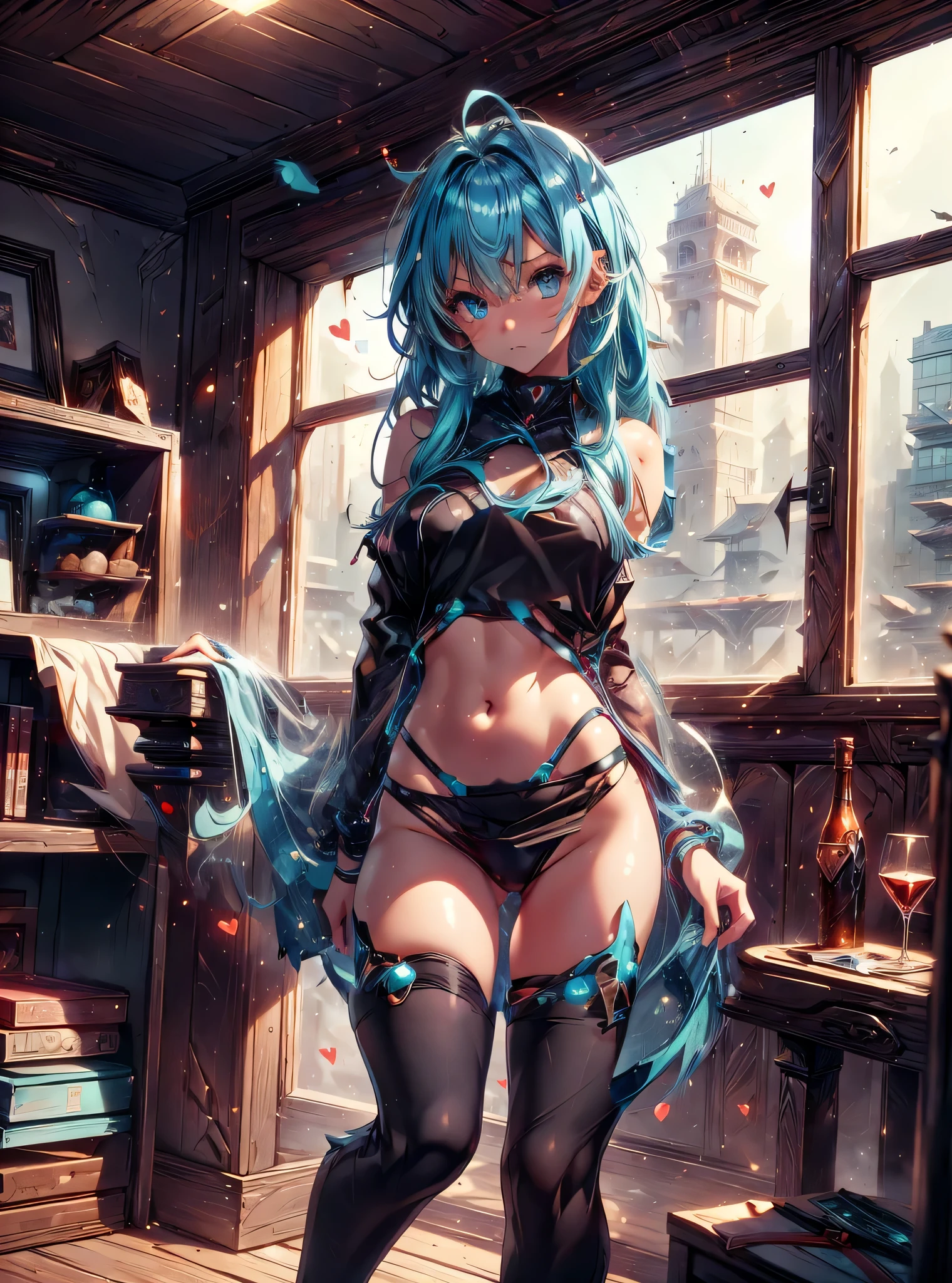 age girl, tanned skin, blue eyes, Hair COLOR Aqua, shy girl, sensual eyes