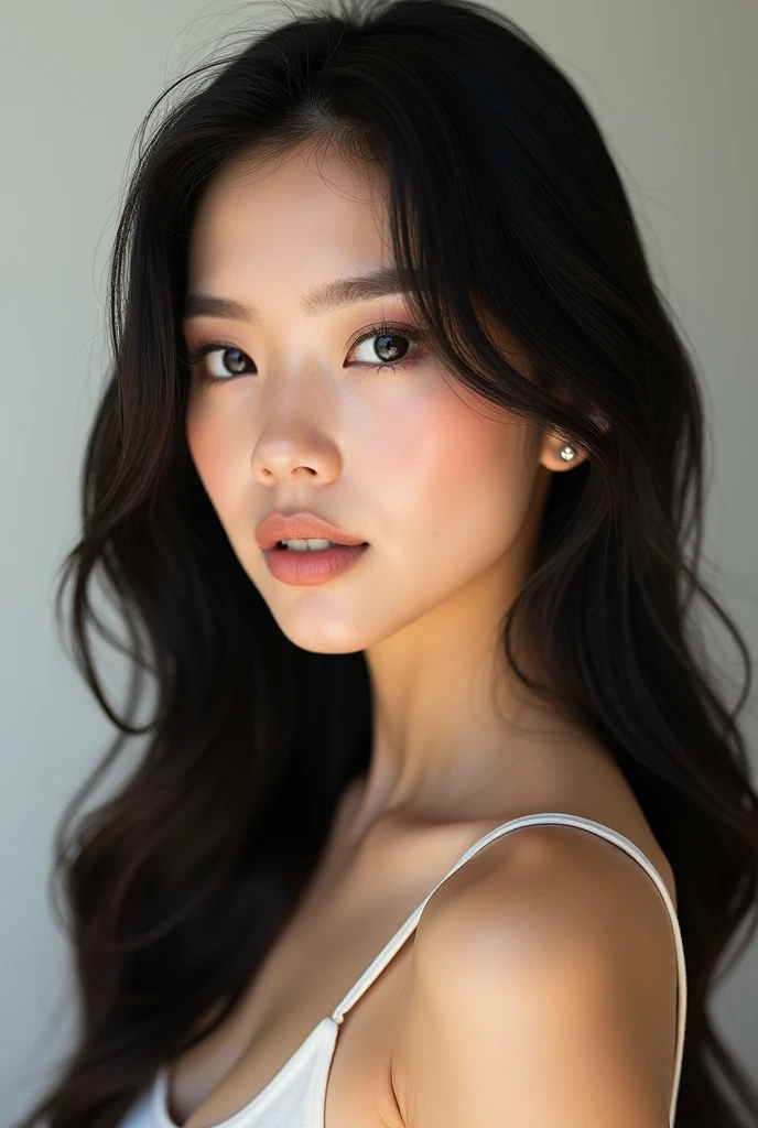 Generates a real front photo of a age Korean girl with Kardashian style