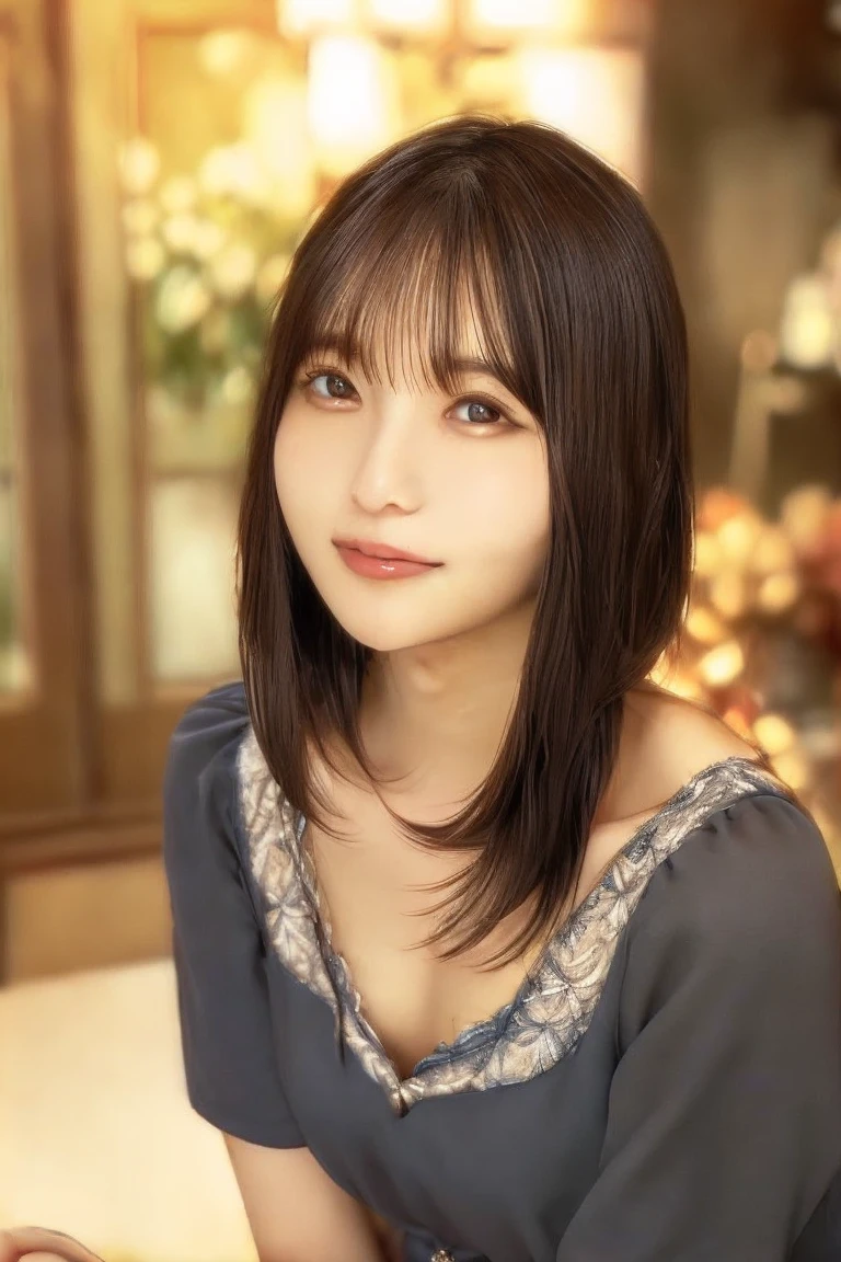 a beautiful young girl in an apron, looking directly at the viewer, with fair skin, brown eyes, laughing, in a kitchen setting, highly realistic, photorealistic, (best quality,4K,8k,highres,masterpiece:1.2),ultra-detailed,(realistic,photorealistic,photo-realistic:1.37),beautiful detailed eyes,beautiful detailed lips,extremely detailed eyes and face,longeyelashes,1girl,medium:photograph,kitchen interior,warm lighting,soft colors,detailed textures,intricate details(Skin wounds:1.2), (Skin Dentition), black eye, 1woman, Age 25, (((woman))), alone, Realistic, Highest quality, photoRealistic, masterpiece, 8k, High resolution, alone, Highly detailed face, (Professional Lighting, Bokeh), (Particles of light, Lens flare, Glowing particles:0.6), (Dynamic pose:1.2), Soft lighting, View from above, Fashionable and trendy atmosphere, Japan, street, Tokyo, port, nulltree, Tokyo tower, ((Daytime)), null, ((Looking at the audience:1)), (Looking into the camera),(Portraiture:0.6), Cowboy Shot, nice, Are standing, Maintain the original face proportions, Broad shoulders, whole body, (Mid-chest), (Medium Hair), Brown Hair, Floating Hair, lips, lipstick, seductive smile, Floating Hair, smile, Open_mouth, teeth, blouse, (Floral summer dress:1), eyelash, Mole, (Mole under eye:1),