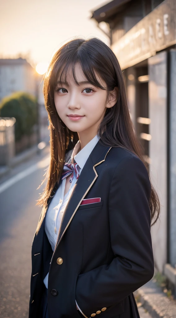 (highest quality,8K quality,masterpiece:1.3),(超High resolution,photorealistic:1.4,Live shooting),(Super detailed,caustics,detailed background),(ultra-realistic capture,Beautifully detailed skin,perfect anatomy),at dusk,Sunset sky,school building,schoolyard,,cute,single eyelid,black long hair,School Blazer Uniform,Looking at the camera,A sloppy smile,bust up shot,Natural light、Ulchan-6500-v1.1, (RAW photo:1.2), (realistic:1.4), beautiful detailed girl, very detailed eyes and face, beautiful and fine eyes, That&#39;s ridiculous, incredibly That&#39;s ridiculous, huge file size, Super detailed, High resolution, very detailed, highest quality, masterpiece, Kemomimi, ((Japanese girls&#39; high school uniform)), figure, very detailed, cg, unified, 8k wallpaper, wonderful, small details, masterpiece, highest quality, very detailed cg uniform 8k wallpaper, light shines on your face, cinematic lighting, 1 girl, , ((No panties)), ((dynamic pose))), (camel toe), (half), (pantyhose), (sit with your knees bent))