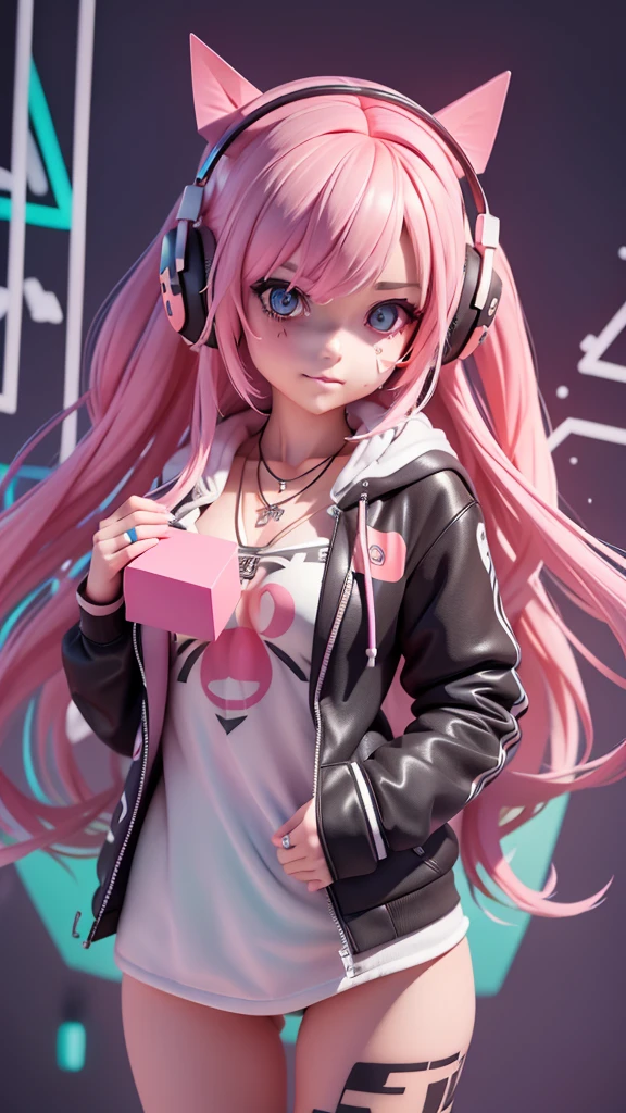 ((first work)), ((Better Quality)), ((Ultera - Details)),(alone),(whole body: 1.35),(Long Shot,Full Shot,(Dynamic English),album,(error), (One girl: 1.3), Pink Hair, Long Hair, (alone: 1.2),,(Detailed and beautiful face: 1.2),(++++(Detailed and complex eyes)////),Center of chest,[[[logic]]],,(paint),((Disheveled Hair),Colored Hair,Striped Hair), ,paste,((holding gift)), night,(Neon Light),A light smile,Watching the audience, Poor handwriting, ((Graffiti Background)), (Dim Price), (Complex and messy fluorescent street graffiti (wall: 1.2)),, hoodie, one piece,Deepening the contours, comics, Double exposure, (chromatic aberration), Light leakage, Noise and particles, Color Deterioration, design, Until then, Until then abstrata, geometry, Clear lines, square, bright, Limited edition palette,tattoo,tattoo,tattoo,,headphone,Necklace Chain,
