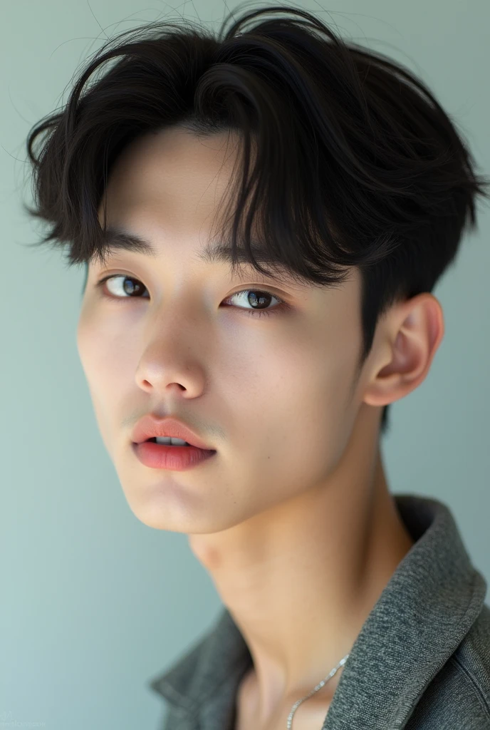 Generates a real front photo of a Korean teenage boy with idol style