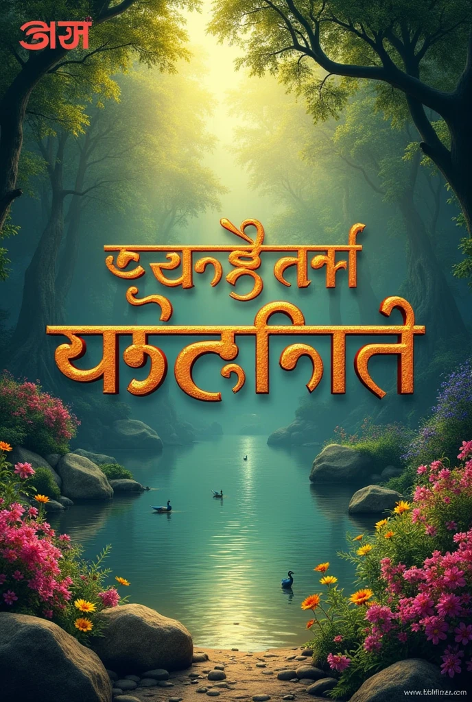 Create a wallpaper for statment - राधा वल्लभ श्री हरिवंश. Make it bold. Choose a vrindavan theme. Nature background