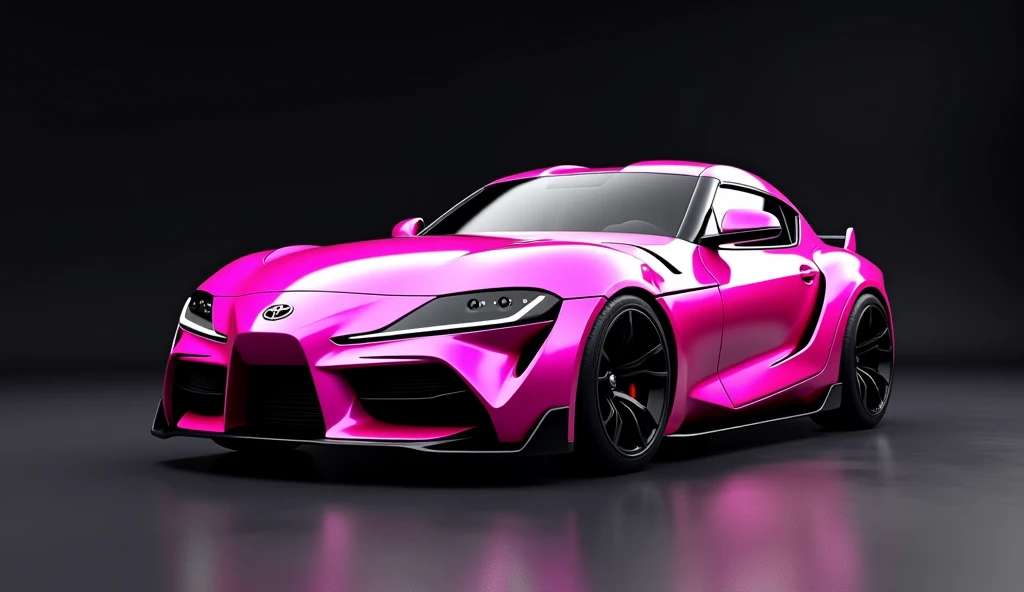 Supra Pink and black 2025, Very realistic 8k, With a black background,