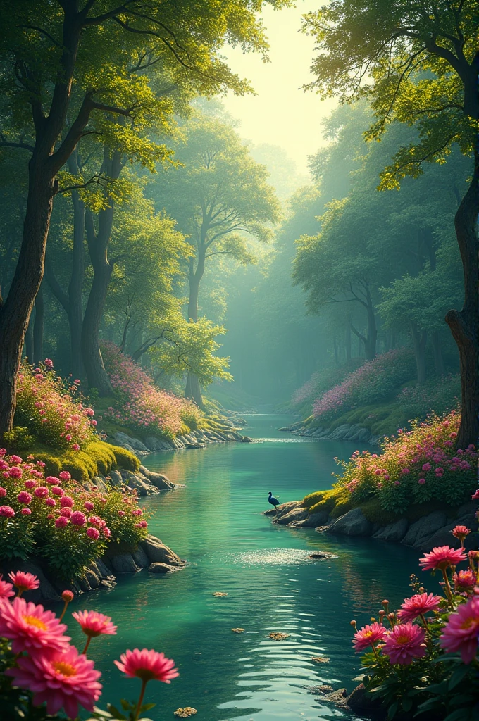 Create a wallpaper for statment - राधा वल्लभ श्री हरिवंश. Make it bold. Choose a vrindavan theme. Nature background 