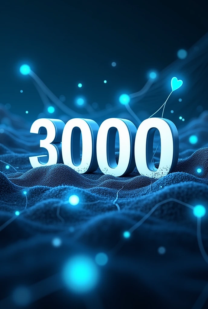 A visually striking and creative image celebrating the achievement of 3000 followers on LinkedIn. The image should feature the number '3000' prominently in a sleek, modern font, with subtle LinkedIn branding elements such as the LinkedIn logo or color scheme (blue and white). The background can be dynamic, with a digital or abstract design that conveys growth and connection, such as a network of nodes or lines connecting people. There can be celebratory elements like confetti or subtle lighting effects to add a sense of achievement.

Make sure add LinkedIn logo and nd make it very creative and innovative . Add LinkedIn logo