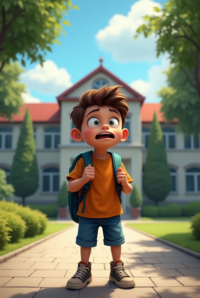 Boy leaving school angry